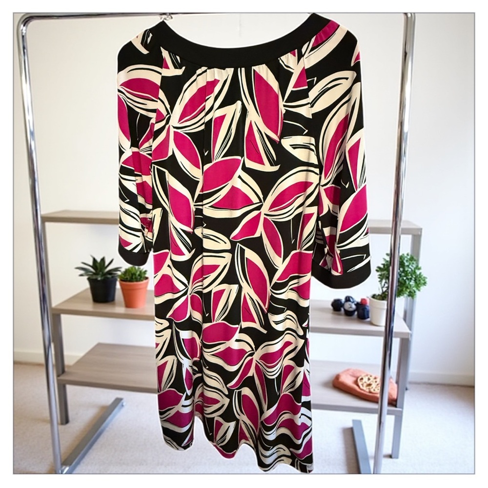 CHICOS ‘s Scoop Neck Fit & Flare 3/4 sleeve dress size 3 NWOT - Picture 4 of 8